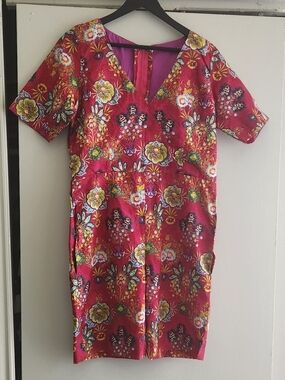 Floral Pink Short Sleeve V-Neck Romper - made in Tanzania